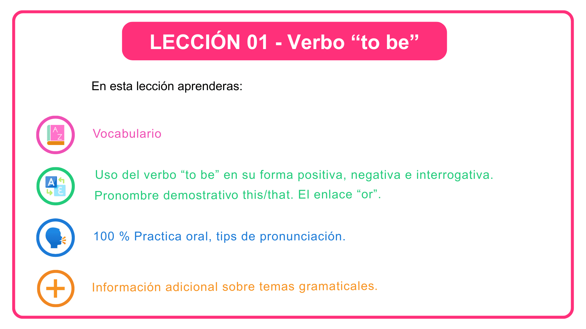 LESSON 01-VERB TO BE